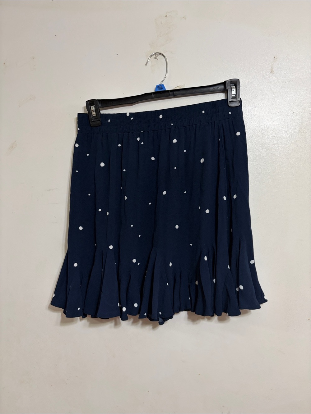 LOFT Navy Mini Skirt with White Polka Dots